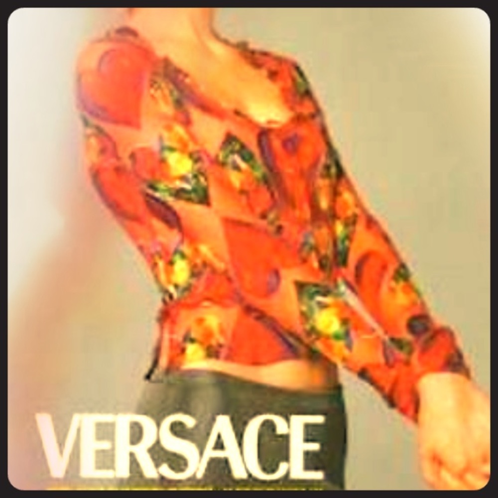 Vintage Versace couture Silk Heart printed Blouse.